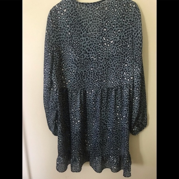 𝅺zara womens Blue Leopard Animal Print Dress . Size medium - Picture 4 of 8